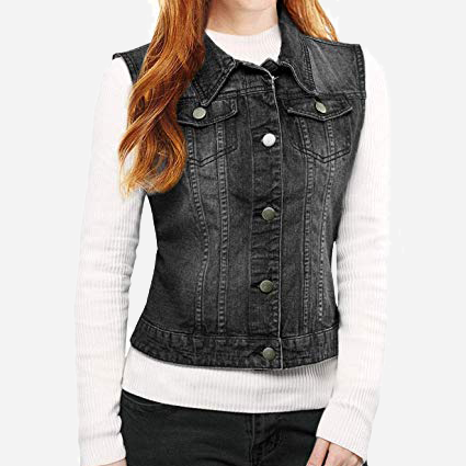 wear women's denim vest