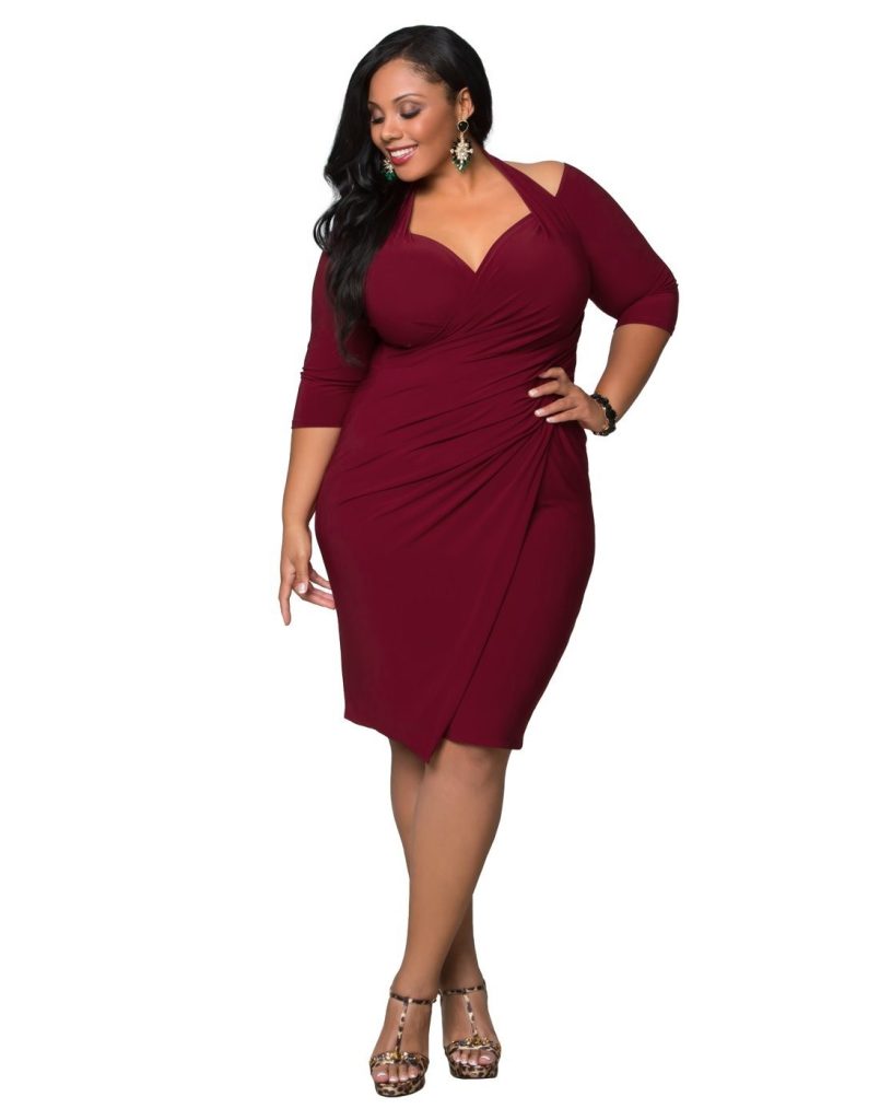 Faux Wrap Plus Size Women Dress